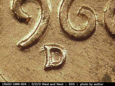 1960D-1MM-004 Lincoln Cent Repunched Mint Mark
