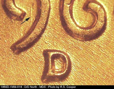 1960D-1MM-018 Lincoln Cent Repunched Mint Mark