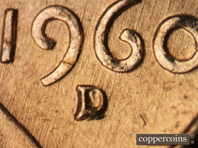 1960D-1MM-053 Lincoln Cent Repunched Mint Mark