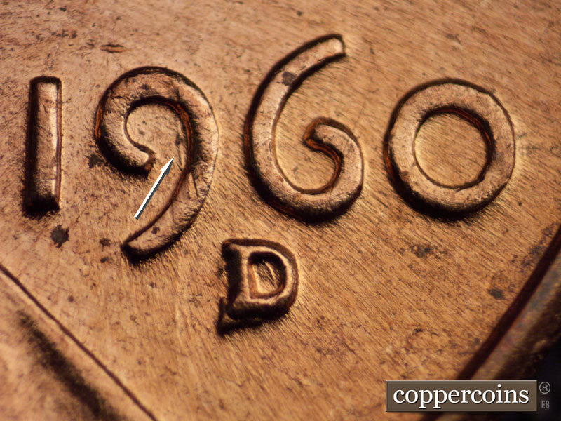 1960D-1MM-060 Lincoln Cent Repunched Mint Mark