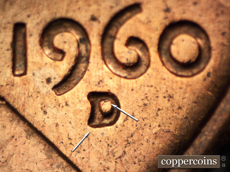 1960D-1MM-087 Lincoln Cent Repunched Mint Mark