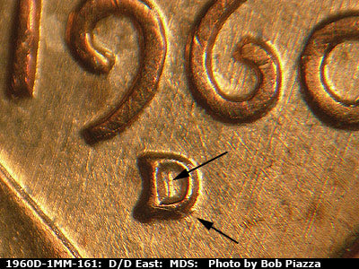 1960D-1MM-161 Lincoln Cent Repunched Mint Mark