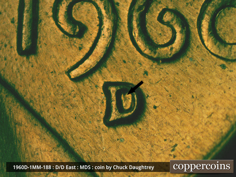 1960D-1MM-188 Lincoln Cent Repunched Mint Mark
