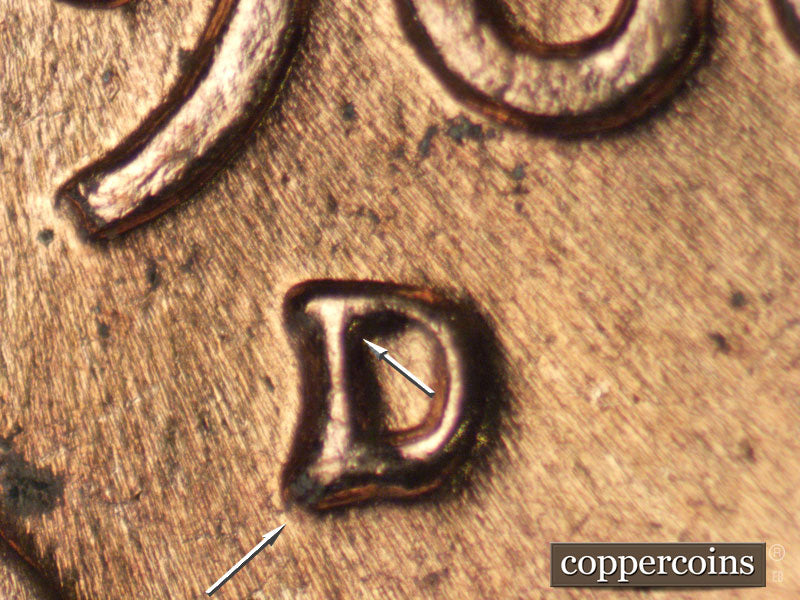 1960D-1MM-219 Lincoln Cent Repunched Mint Mark