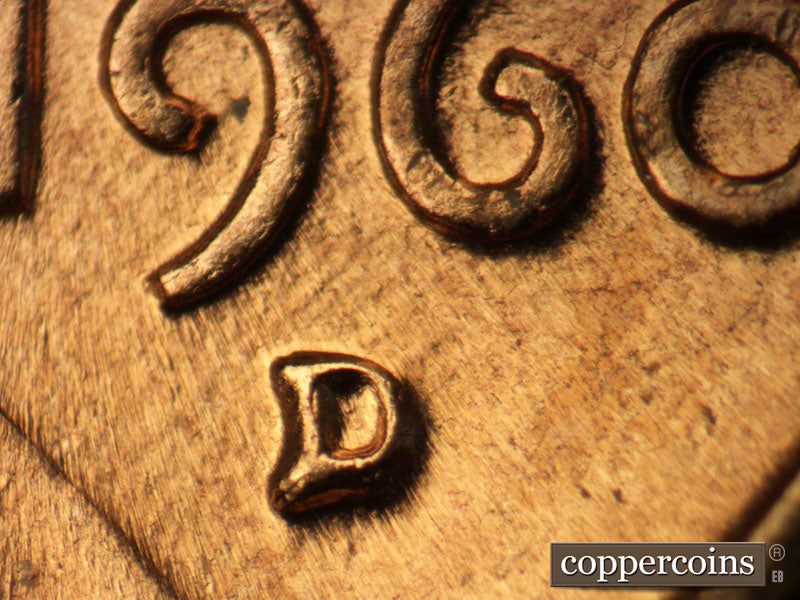 1960D-1MM-232 Lincoln Cent Repunched Mint Mark
