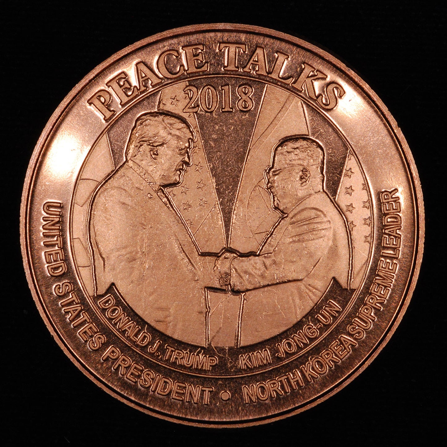 One Ounce .999 fine Copper Round - Handshake