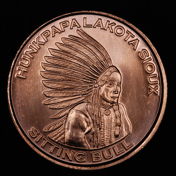 One Ounce .999 fine Copper Round - Sitting Bull