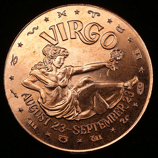 One Ounce .999 fine Copper Round - Virgo Zodiac