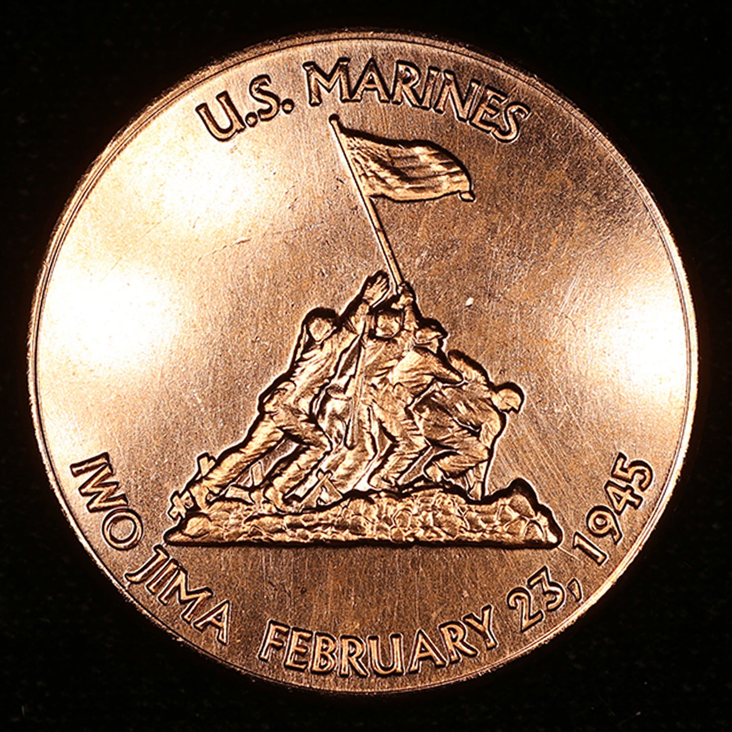 One Ounce .999 fine Copper Round - U.S. Marines at Iwo Jima Design