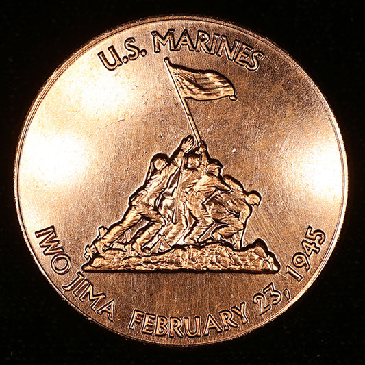 One Ounce .999 fine Copper Round - U.S. Marines at Iwo Jima Design