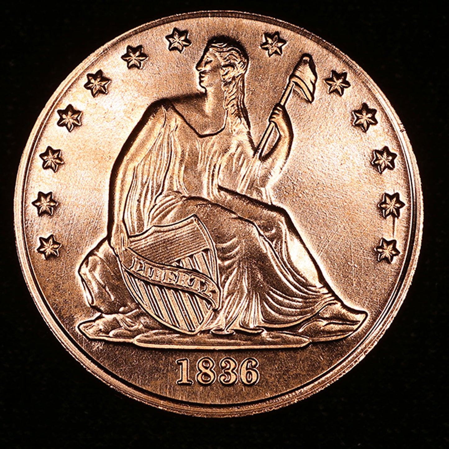 One Ounce .999 fine Copper Round - United States Seated Liberty Design