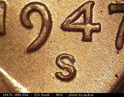 1947S-1MM-004 Lincoln Wheat Cent Repunched Mint Mark