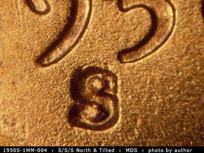 1950S-1MM-004 Lincoln Wheat Cent Repunched Mint Mark