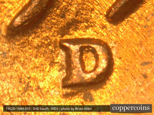 1952D-1MM-010 Lincoln Wheat Cent Repunched Mint Mark