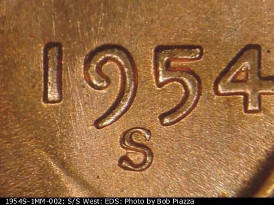1954S-1MM-002 Lincoln Wheat Cent Repunched Mint Mark