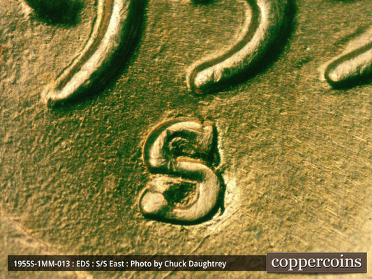 1955S-1MM-013 Lincoln Wheat Cent Repunched Mint Mark