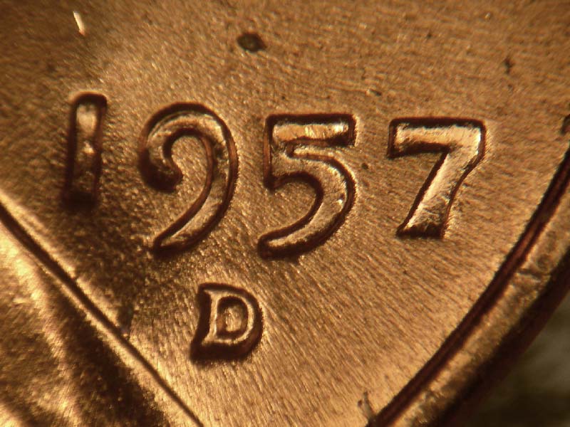 1957D-1DO-014 Lincoln Wheat Cent Doubled Die Obverse