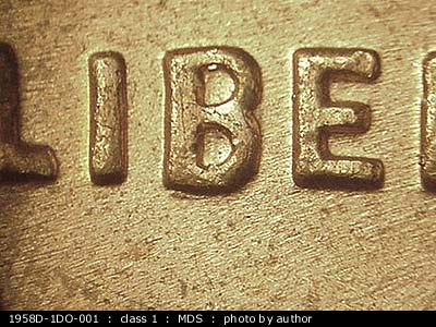 1958D-1DO-001 Lincoln Wheat Cent Doubled Die Obverse