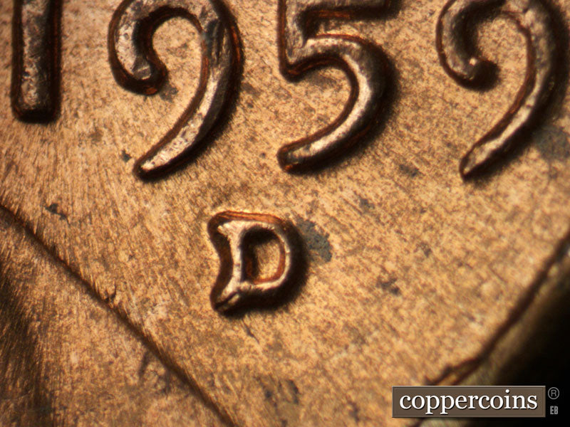 1959D-1MM-027 Lincoln Cent Repunched Mint Mark