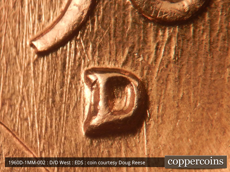 1960D-1MM-002 Lincoln Cent Repunched Mint Mark