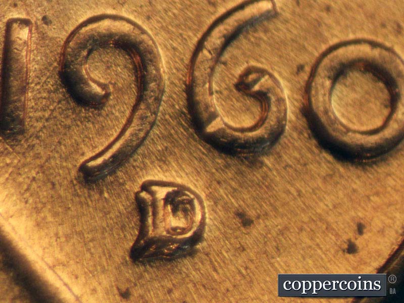 1960D-1MM-007 Lincoln Cent Repunched Mint Mark