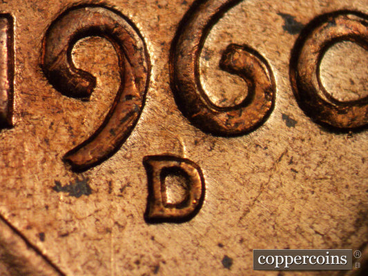 1960D-1MM-010 Lincoln Cent Repunched Mint Mark