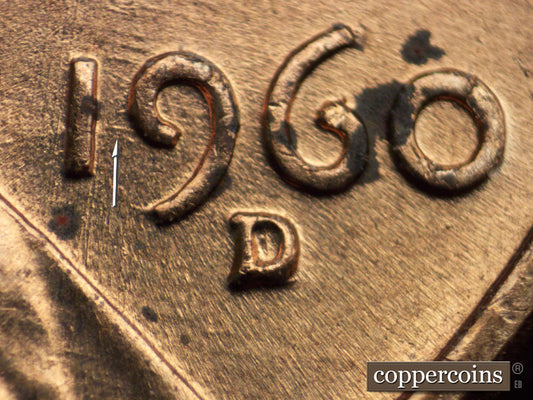 1960D-1MM-037 Lincoln Cent Repunched Mint Mark