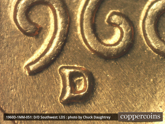 1960D-1MM-051 Lincoln Cent Repunched Mint Mark