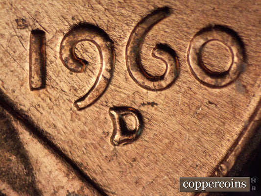 1960D-1MM-055 Lincoln Cent Repunched Mint Mark