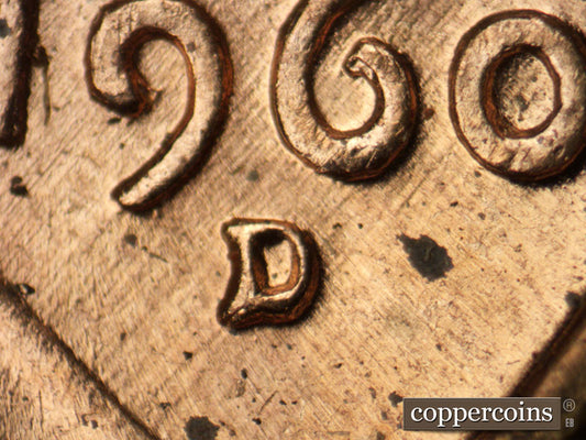 1960D-1MM-120 Lincoln Cent Repunched Mint Mark