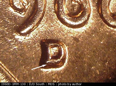 1960D-1MM-130 Lincoln Cent Repunched Mint Mark