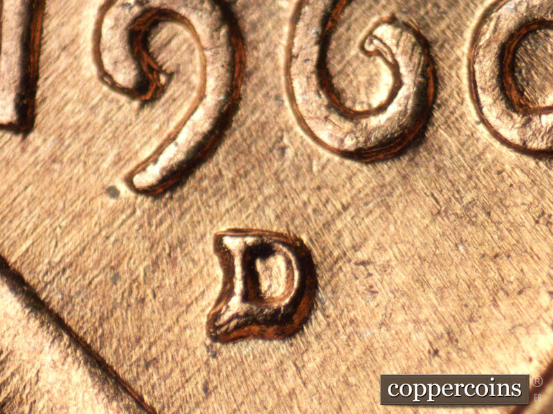1960D-1MM-134 Lincoln Cent Repunched Mint Mark