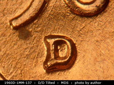 1960D-1MM-137 Lincoln Cent Repunched Mint Mark
