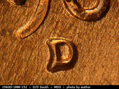 1960D-1MM-152 Lincoln Cent Repunched Mint Mark