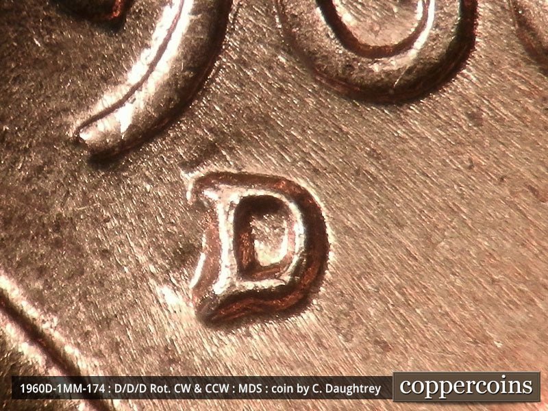 1960D-1MM-174 Lincoln Cent Repunched Mint Mark