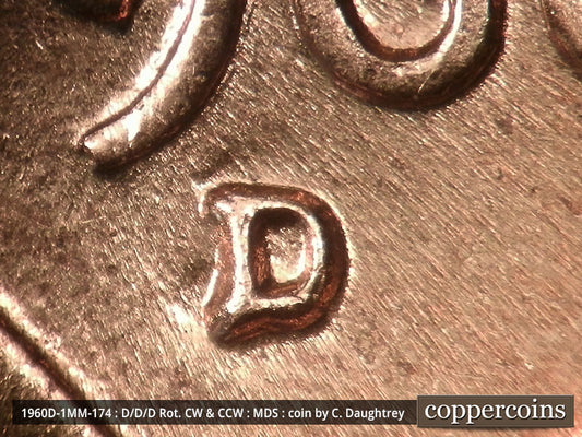 1960D-1MM-174 Lincoln Cent Repunched Mint Mark