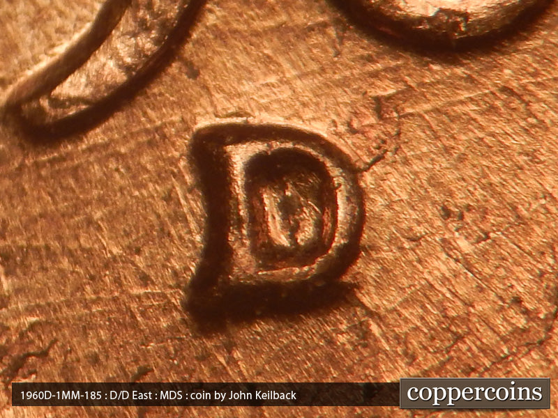 1960D-1MM-185 Lincoln Cent Repunched Mint Mark