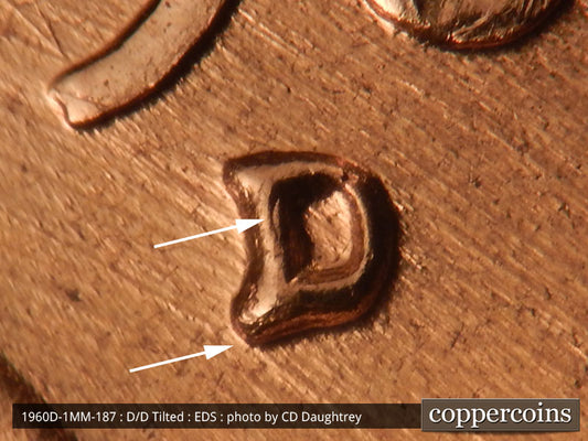 1960D-1MM-187 Lincoln Cent Repunched Mint Mark