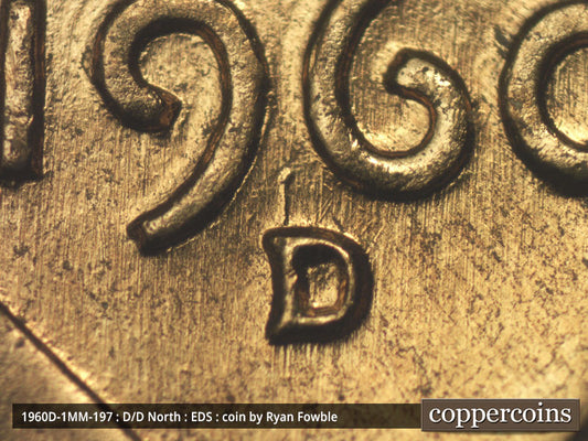 1960D-1MM-197 Lincoln Cent Repunched Mint Mark