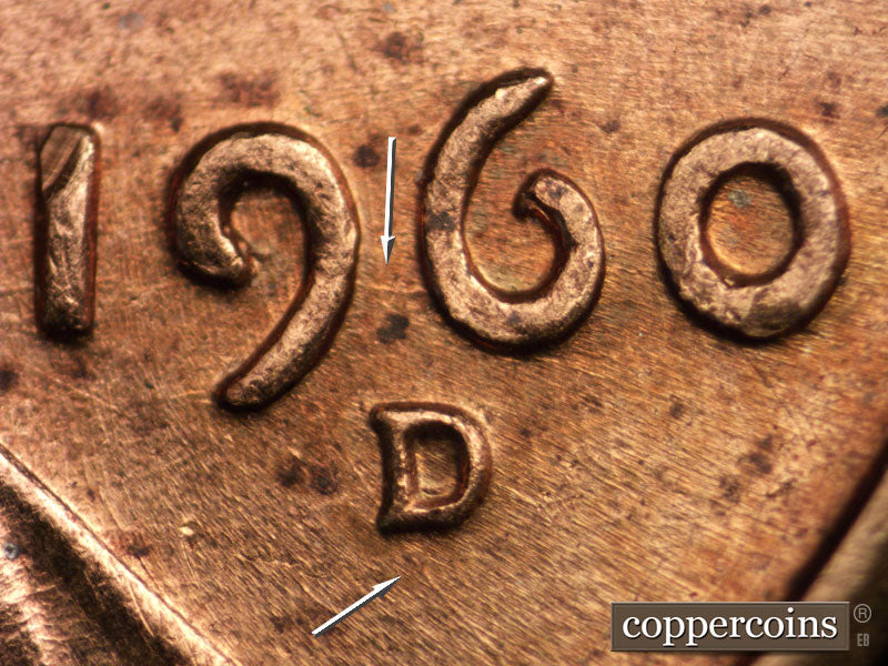 1960D-1MM-205 Lincoln Cent Repunched Mint Mark