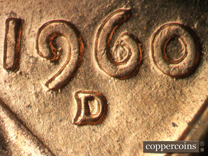 1960D-1MM-222 Lincoln Cent Repunched Mint Mark