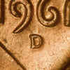 1961-D 1MM-069 Lincoln cent Repunched Mint Mark - Ch-GEM BU