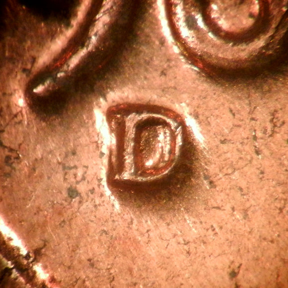 1963-D 1MM-001 Lincoln cent Repunched Mint Mark - Ch BU