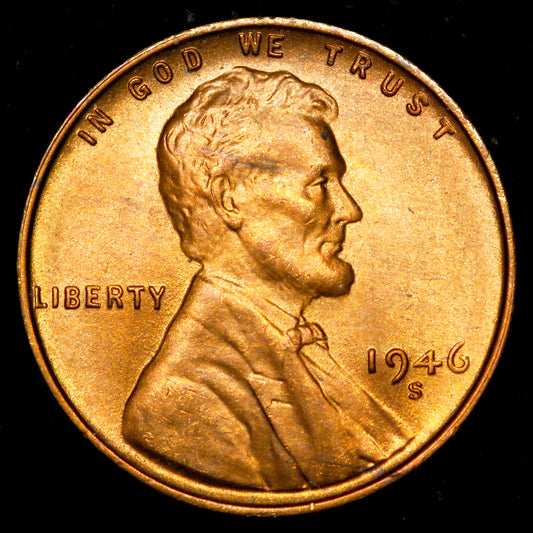 1946-S Lincoln Cent: Ch-GEM BU  SCARCE BALL-SERIF MM