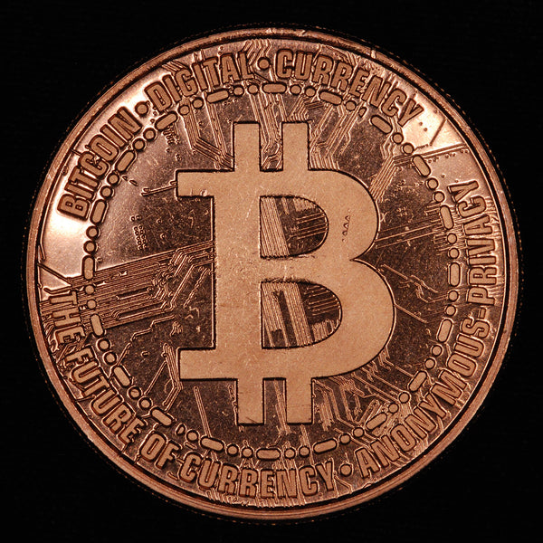 One Ounce .999 fine Copper Round - Bitcoin