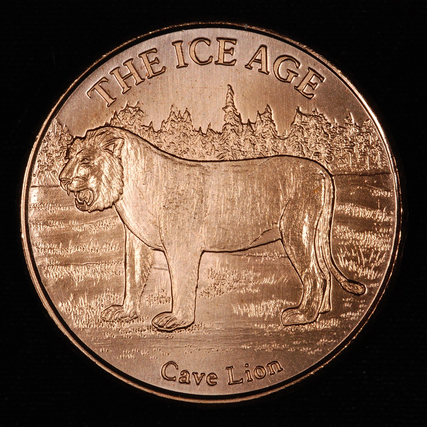 One Ounce .999 fine Copper Round - Cave Lion