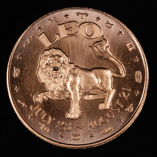 One Ounce .999 fine Copper Round - Leo Zodiac