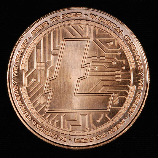 One Ounce .999 fine Copper Round - Litecoin