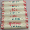 1988-D five roll lot Lincoln Memorial Cent Original Bank Wrapped (OBW) BU Roll