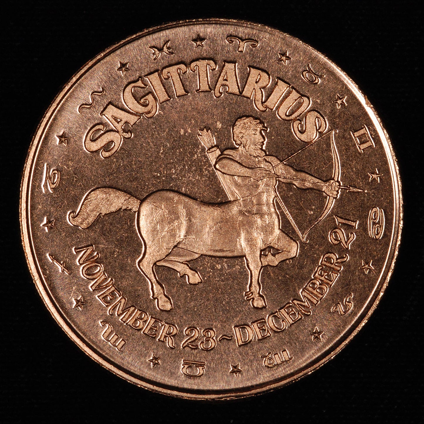 One Ounce .999 fine Copper Round - Sagittarius Zodiac